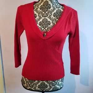 Derek Heart Lightweight Long Sleeve Red Sweater M